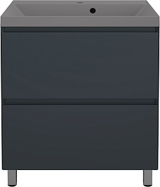 Style Line Тумба с кварцевой раковиной жасмин Манхэттен 70 Plus эмаль серый шелк матовая – фотография-1